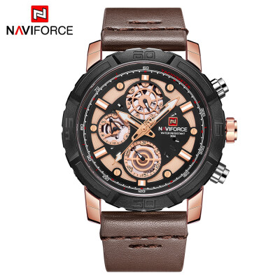 

NAVIFORCE NF9139 Quartz Watches Luminous Man Leather Digital Analog Week Date Hour Display Waterproof Casual Wrist Watch with Gift