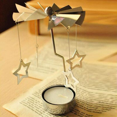 

Gobestart Rotary Spinning Tealight Candle Metal Tea light Holder Carousel Home Decor Gift