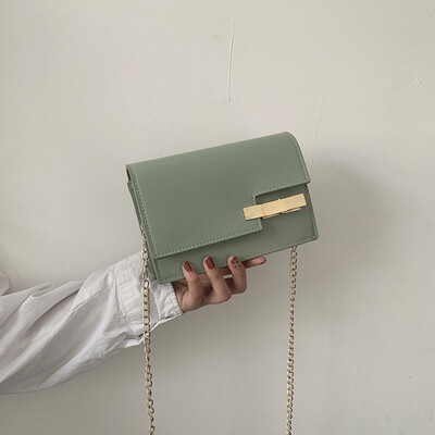 

Ins simple texture clip small square bag female 2019 new Korean casual wild chain single shoulder Messenger bag