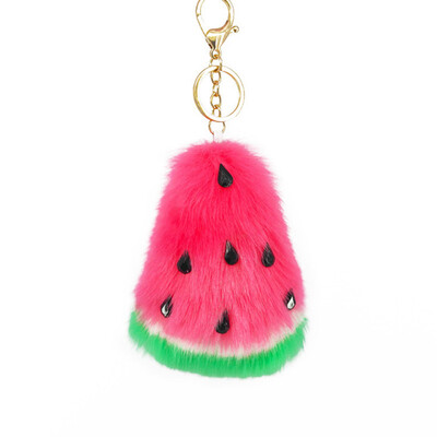 

Fruit Watermelon keyring Furry Key Link Accessories Artificial Fur Ball Accessories For Women Bags Key Chain For Car Key