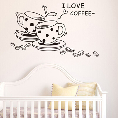 

Gobestart Removable Coffee Cup Decals Vinyl Wall Sticker DIY Kitchen Home Decoration