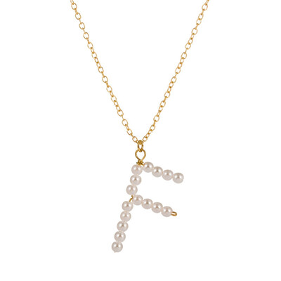 

New Fashion A-Z 26 Letter Necklace Alphabet Pendant Jewelry Statement Elegant Pearl Gold Chain Long Necklace
