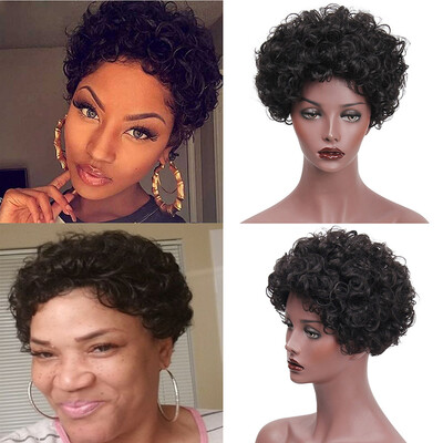 

〖Follure〗Synthetic Short Afro Curly Black Wig Pixie Cut Wig for Women with a Free Wig Cap