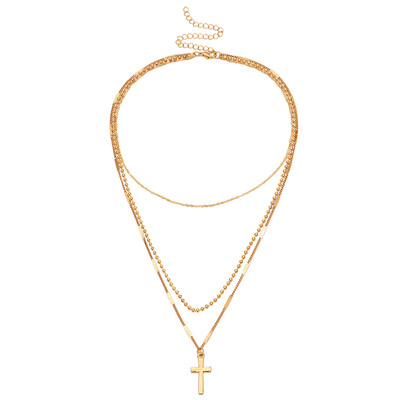 

MAA-OE Bohemian Bead Necklaces For Women Vintage Choker Cross Multi-layer Necklace Colares Statement Party Jewelry 2018 New