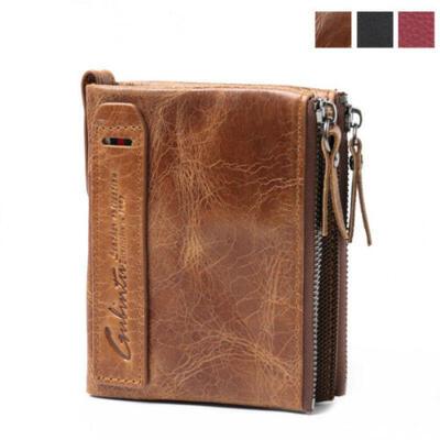 

Mens Luxury Soft Genuine Leather RFID Blocking Card Wallet Zip Cash Coin Pocket