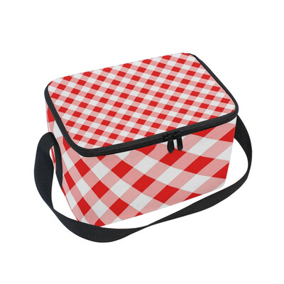 

ALAZA Lunch Box Insulated Red And White Stripes Lunch Bag Large Cooler Tote Bag for Men Women