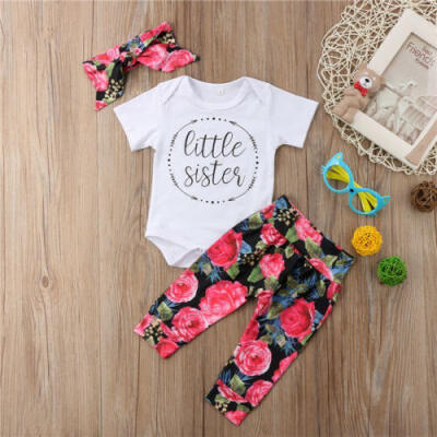 

AU Newborn Baby Girls Cotton Tops Romper Flower Pants Leggings Outfits Clothes