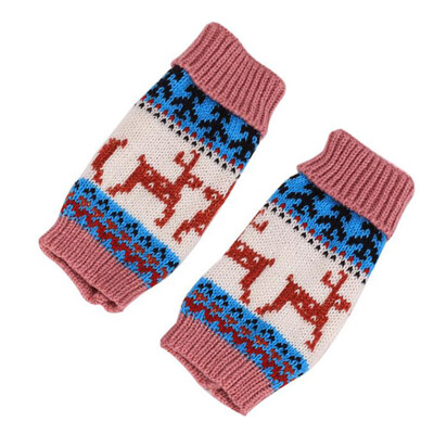 

New Fashion Women Winter Warm Knitted Crochet Gloves Christmas Deer Pattern Long Fingerless Arm Warmers Gloves