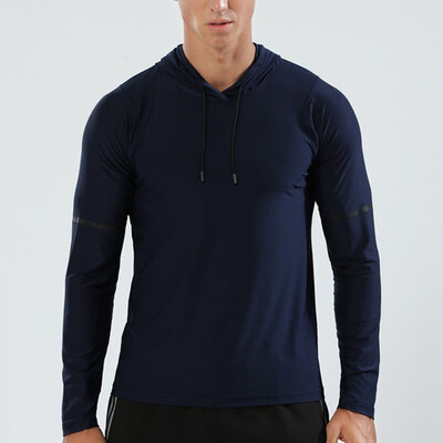 

Toponeto Men Fitness Print Long Sleeve Hooded Bodybuilding Tight-drying Tops Blouses