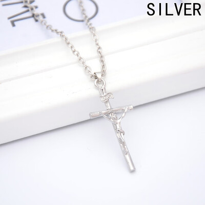 

Women Men Cross Necklace Jewelry 18K Real Gold Silver Plated Chain Jesus Cross Pendant Necklace Jewelry Gifts
