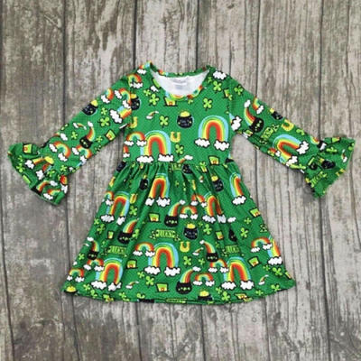 

UK Xmas Baby Girls Princess Dresses Kids Rainbow Tutu Party Cotton Dress Clothes