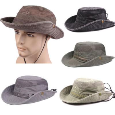 

Boonie Bucket Hat Cap Cotton Fishing Hunting Mesh Summer Military Men Sun Hats