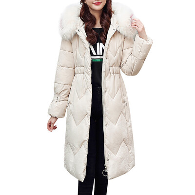 

Toponeto Women Fashion Outerwear Long Cotton-padded Jackets Pocket Faux Fur Hooded Coats