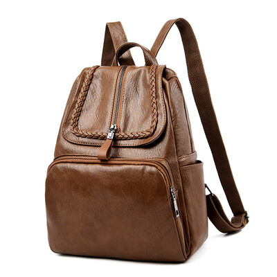 

Tailored Women Pure Color Matching Wild Fashion Leisure Travel Bag Student Bag Backpack