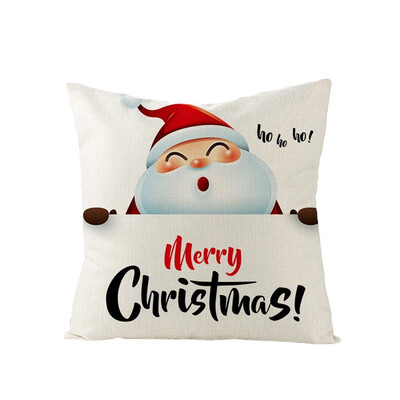 

JPGIF Christmas Linen Pillowcase Cartoon Printed Sofa Pillowcase Bedside Office