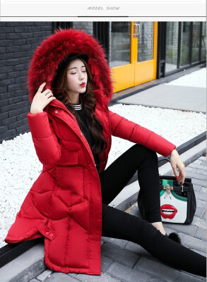 

winter 2018 cotton-padded womens long style Korean version of the great fur collar thickened warm cotton-padded jacket