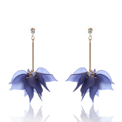 

EK455 Newest Lady Colorful Elegant Women Crystal Flower Colorful Drop Long Dangle Earrings Wedding Jewelry Hyperbole Best Gift