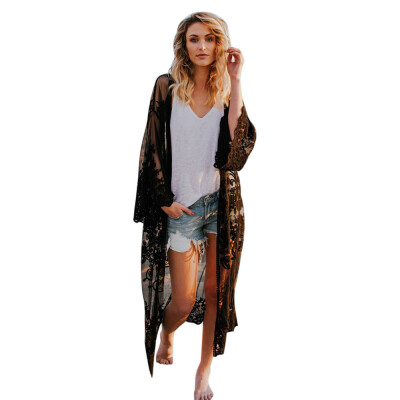 

Toponeto Women Lace Bohemian Beach Long Oversized Kimono Coat