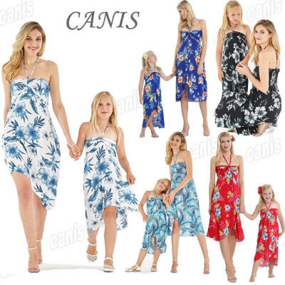 

New Women Kids Girls Floral Long Maxi Dress Summer Beach Sundress Beachwear