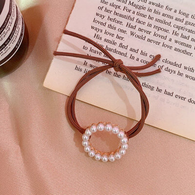 

Elegant SimpleHair Bands Pearl Hollow Out HeartRound Shaped Rubber Bands Headwear For Women Elastic Hair Bands