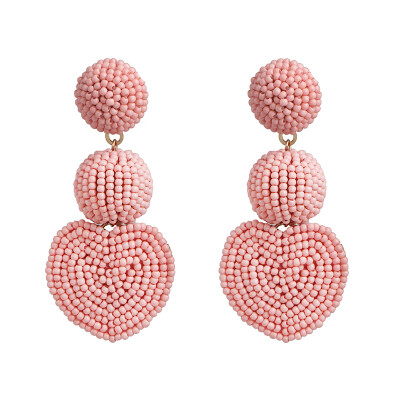 

2019 New Heart Beads Gold Metal Love Drop Earrings Hollow Geometric Earrings Women Gifts Jewelry Brincos