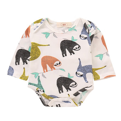 

2018 autumn new casual one-piece romper fashion sloth printed long sleeve Infant baby one-piece romper