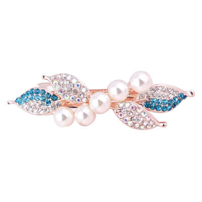 

Elegant Women Faux Pearl Rhinestone Inlaid Bowknot Hair Clips Party Hairpins