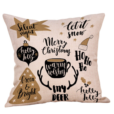

Tailored Happy Christmas Pillow Cases Linen Sofa Cushion Cover Home Decor Pillow Case