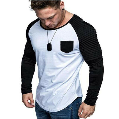 

New Fashion Mens Casual Gym T-shirt Slim Fit Muscle Long Sleeve Tee Tops Blouse