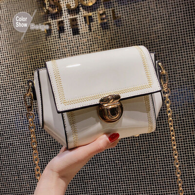 

Fashion Patent Leather womens shoulder bag small crossbody bags for women 2019 soft Mini Embroidery Flap Chain Messenger Bags