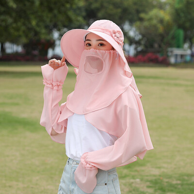 

Sunshade Hat Womens Summer Travel Bike Electric Vehicle Windproof Sunscreen Hat UV Cover Face Big Edge Tea Picking Hat