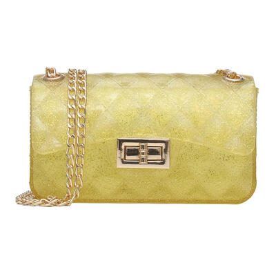 

Candy Color Jelly Shoulder Handbags Women Chain PVC Lattice Crossbody Bags
