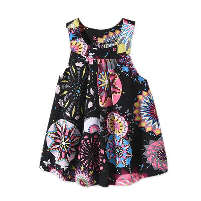 

Floral Print Sling Dress Kids Girls Sleeveless Round Neck Princess Dresses