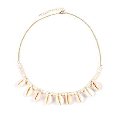 

Gold Silver Chain Bohemian shell choker necklace vintage BLUE Stone beads natural shell choker Beach jewelry for women 2019