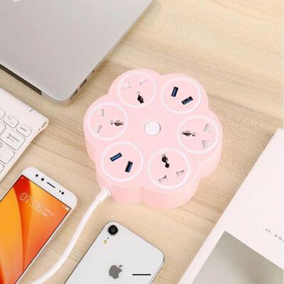 

BH-PC003 Flower Shape 4-Hole Power Strip Extension Socket Plug With 4 USB Ports For Home Office Use