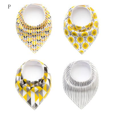 

Cotton Baby Bibs Newborn Triangle Feeding Nursing Bandana Burp Cloths 4Pcs