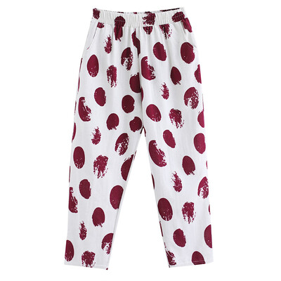 

Women Long Harem Pants Floral Print Long Pants Elastic Waist Dot Trousers