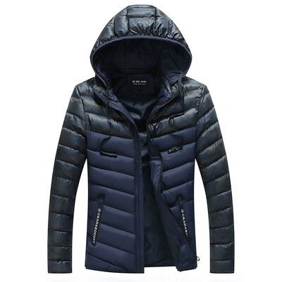 

Men Quilted Casual Hooded Breathable Solid Color Coat