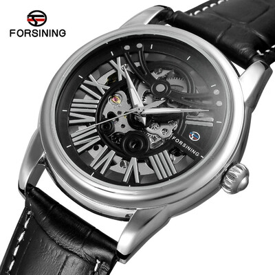 

FORSINING automatic mechanical watch waterproof fine leather belt full hollow male watch mechanical watch mens watch