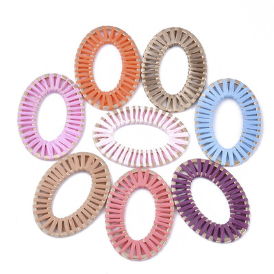 

Handmade Raffia Woven Linging Rings with Alloy Findings Oval Ring Light Gold Mixed Color 48x34x2mm Inner Diameter 285x155