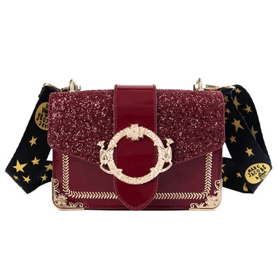 

Fashion Sequin Flower Monkey Lock Ring Shoulder Bag Star Strap Crossbody Pouch