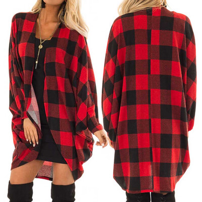 

Roseonmyhand Womens Fashion Lattice Autumn Winter Long Sleeve Bats Sleeves Fashion Long Coat
