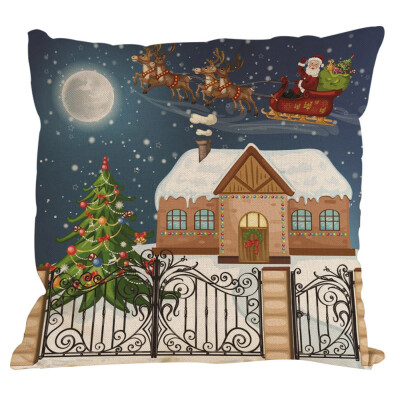 

Gobestart New Christmas Cotton Linen Pillow Case Sofa Cushion Cover Home Decor