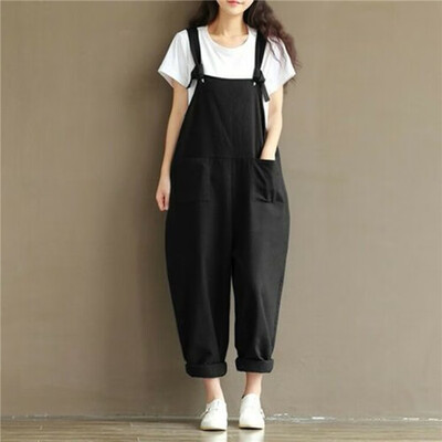 

New Womens Strap Loose Jumpsuit Casual Dungaree Harem Trousers Girl Overall Pant