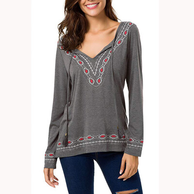 

Nomeni Women Autumn Long Sleeve Ptint Bandage Blouse tops