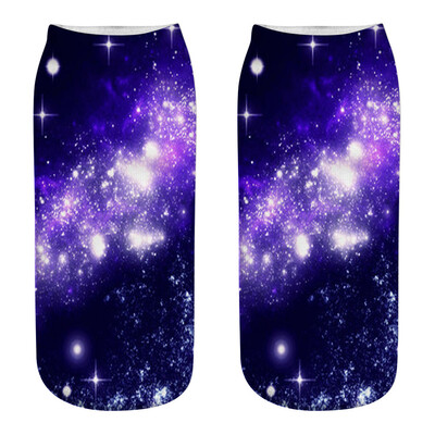 

Women Socks 3D Print Fashion Starry Sky Cotton Socks Women Outter Space Funny Socks For Girl Lady Boat Socks Short Socks