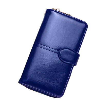 

Vintage Women Solid Color Faux Leather Wristlet Wallet Phone Holder Long Purse