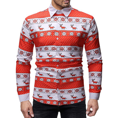 

Christmas Geometry Elk Print Long Sleeves Shirt