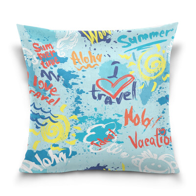 

ALAZA 16 X 16 inch Pillow Case Decorative Cushion Cover Hand Drawing Aloha Pattern Pillowcase
