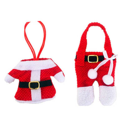 

Tableware Cover Santa Suit Christmas Silverware Holder Pockets Red Dinner Table Party Decorations Kit